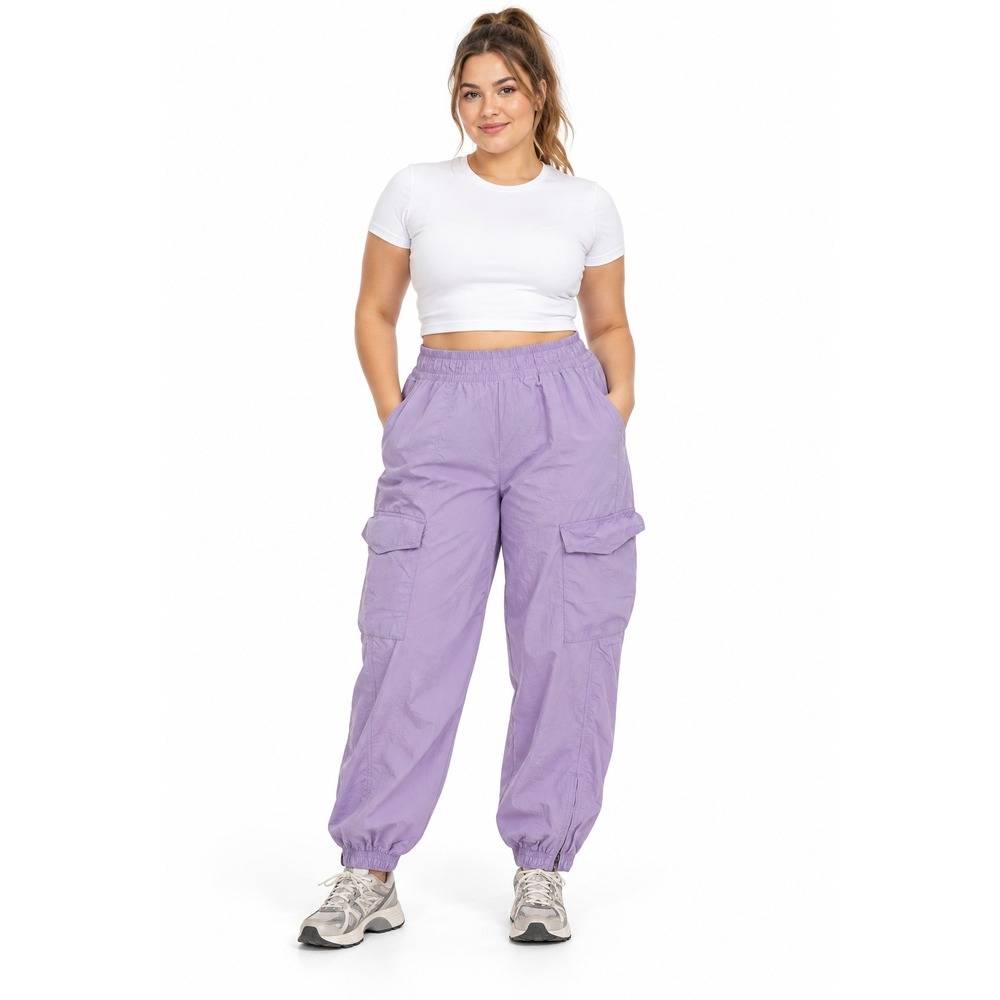 High Waisted Cargo Jogger Pants XL Lavender Ankle Zip Quick Dry Nylon Gorpcore